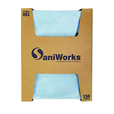 SaniWorks Deluxe Foodservice Wiper, 1-Ply, 13 x 21, Blue, 150/Carton (HOSNF310QCBA)