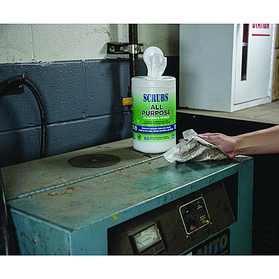 SCRUBS All Purpose Cleaning Wipes, 9 x 12, Citrus Scent, White, 80 Wipes/Canister, 6 Canisters/Carton (ITW96580)