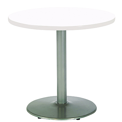 KFI Studios Pedestal Table with Four Navy Kool Series Chairs, Round, 36" Dia x 29h, Designer White (KFI811774036665)