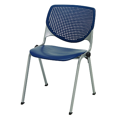 KFI Studios Pedestal Table with Four Navy Kool Series Chairs, Round, 36" Dia x 29h, Designer White (KFI811774036665)