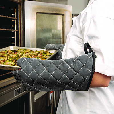 San Jamar Bestguard Oven Mitt, 17", WebGuard Plus Fabric, Black, Pair (SJM800FG17BK)
