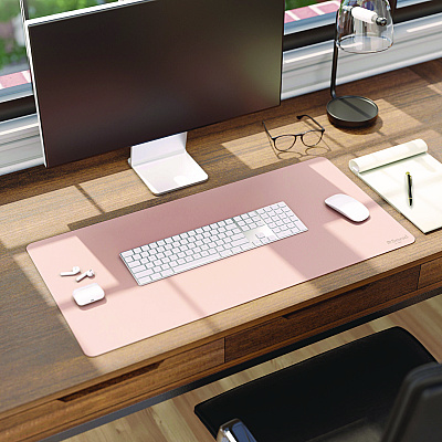 Smead Vegan Leather Desk Pads, 31.5 x 15.7, Light Pink (SMD64834)