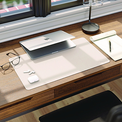 Smead Vegan Leather Desk Pads, 23.6 x 13.7, SandStone (SMD64836)