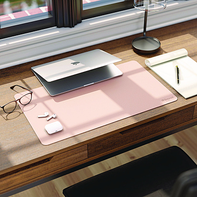 Smead Vegan Leather Desk Pads, 23.6 x 13.7, Light Pink (SMD64839)