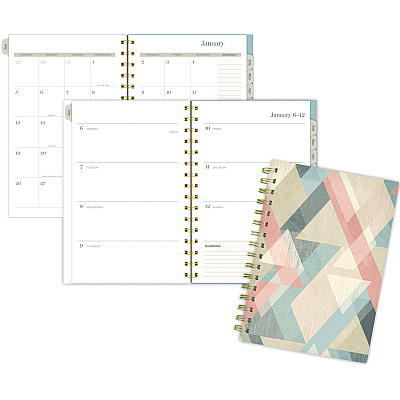 Cambridge Triad Weekly/Monthly Planner, Geometric Artwork, 8.5 x 6.38, Multicolor Cover, 12-Month (Jan to Dec): 2025 (1728200)