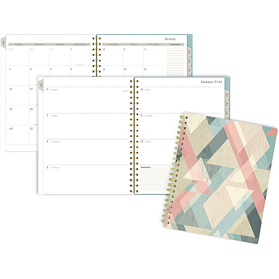 Cambridge Triad Weekly/Monthly Planner, Geometric Artwork, 11 x 9.25, Multicolor Cover, 12-Month (Jan to Dec): 2025 (1728905)