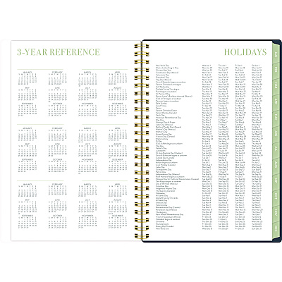 Cambridge Leah Bisch Weekly/Monthly Floral Planner, Floral Artwork, 8.5 x 6.38, Blue/White/Gold Cover, 12-Month (Jan to Dec): 2025 (LB34200)