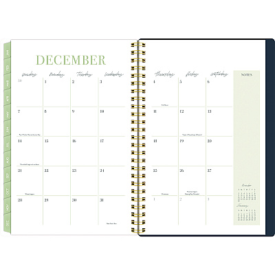 Cambridge Leah Bisch Weekly/Monthly Floral Planner, Floral Artwork, 8.5 x 6.38, Blue/White/Gold Cover, 12-Month (Jan to Dec): 2025 (LB34200)
