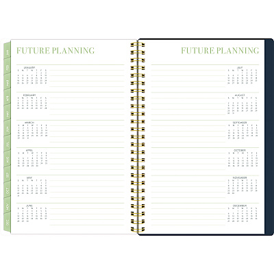 Cambridge Leah Bisch Weekly/Monthly Floral Planner, Floral Artwork, 8.5 x 6.38, Blue/White/Gold Cover, 12-Month (Jan to Dec): 2025 (LB34200)