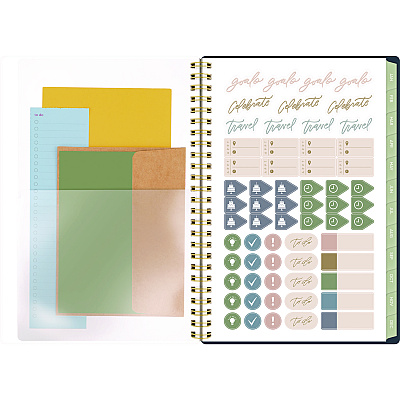 Cambridge Leah Bisch Weekly/Monthly Floral Planner, Floral Artwork, 8.5 x 6.38, Blue/White/Gold Cover, 12-Month (Jan to Dec): 2025 (LB34200)