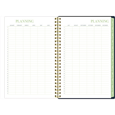 Cambridge Leah Bisch Weekly/Monthly Floral Planner, Floral Artwork, 8.5 x 6.38, Blue/White/Gold Cover, 12-Month (Jan to Dec): 2025 (LB34200)