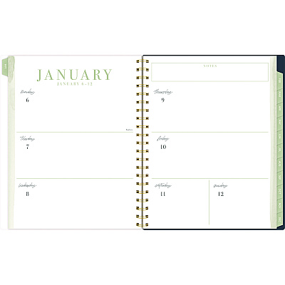 Cambridge Leah Bisch Weekly/Monthly Floral Planner, Floral Artwork, 11 x 9.25, Blue/White/Gold Cover, 12-Month (Jan to Dec): 2025 (LB34905)