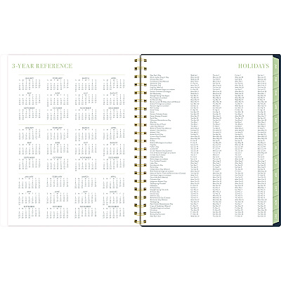 Cambridge Leah Bisch Weekly/Monthly Floral Planner, Floral Artwork, 11 x 9.25, Blue/White/Gold Cover, 12-Month (Jan to Dec): 2025 (LB34905)