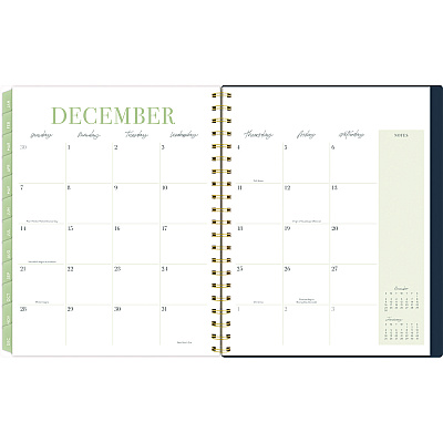 Cambridge Leah Bisch Weekly/Monthly Floral Planner, Floral Artwork, 11 x 9.25, Blue/White/Gold Cover, 12-Month (Jan to Dec): 2025 (LB34905)