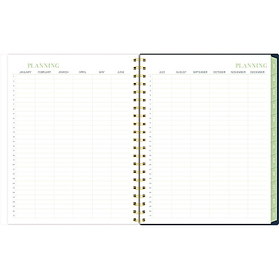 Cambridge Leah Bisch Weekly/Monthly Floral Planner, Floral Artwork, 11 x 9.25, Blue/White/Gold Cover, 12-Month (Jan to Dec): 2025 (LB34905)