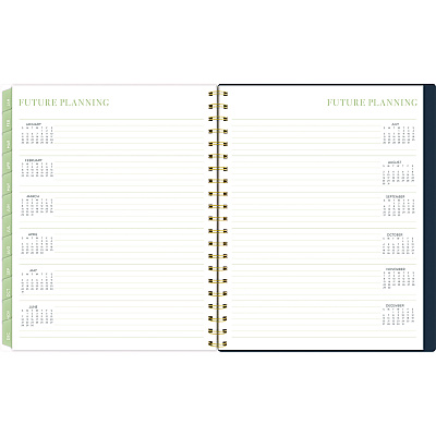 Cambridge Leah Bisch Weekly/Monthly Floral Planner, Floral Artwork, 11 x 9.25, Blue/White/Gold Cover, 12-Month (Jan to Dec): 2025 (LB34905)