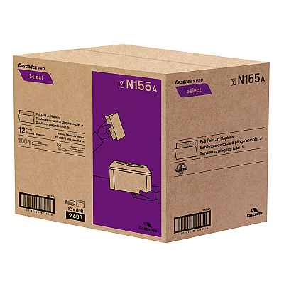 Cascades PRO Select Full Fold II Napkins, 1-Ply, 12 x 8.5, White, 800/Pack, 12 Packs/Carton (CSDN155)