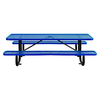Global Industrial Expanded Steel Picnic Table, Rectangular, 96 x 62 x 29.5, Blue Top, Blue Base/Legs (GBE277153BL)