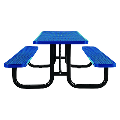 Global Industrial Expanded Steel Picnic Table, Rectangular, 96 x 62 x 29.5, Blue Top, Blue Base/Legs (GBE277153BL)