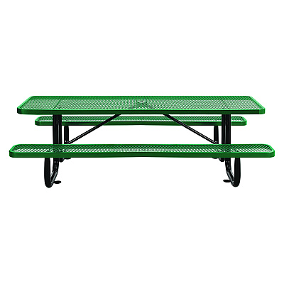 Global Industrial Expanded Steel Picnic Table, Rectangular, 96 x 62 x 29.5, Green Top, Green Base/Legs (GBE277153GN)