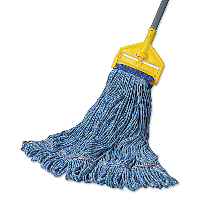 Boardwalk Super Loop Wet Mop Head, Cotton/synthetic Fiber, 5" Headband, X-Large Size, Blue, 12/carton (BWK504BL)