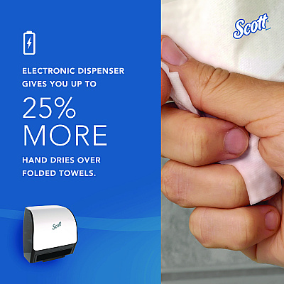 Scott Slimroll Electronic Towel Dispenser, 12.35 x 7.25 x 11.8, White/Black (KCC47259)