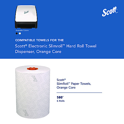 Scott Slimroll Electronic Towel Dispenser, 12.35 x 7.25 x 11.8, White/Black (KCC47259)