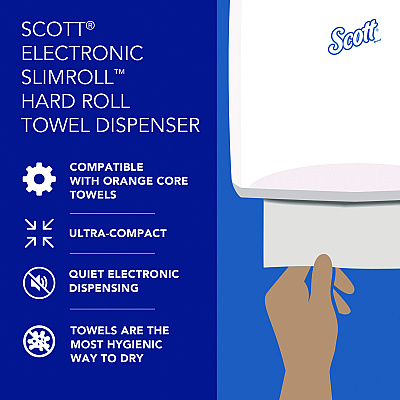 Scott Slimroll Electronic Towel Dispenser, 12.35 x 7.25 x 11.8, White/Black (KCC47259)