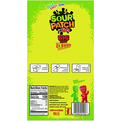 Sour Patch Kids Fruit Flavored Candy, Grab-and-Go, 240-Pieces/Box (CDB43147)