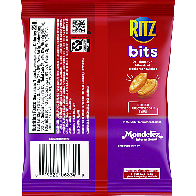 Nabisco Ritz Bits, Cheese, 1.5 oz Packs, 60/Carton (RTZ06834)