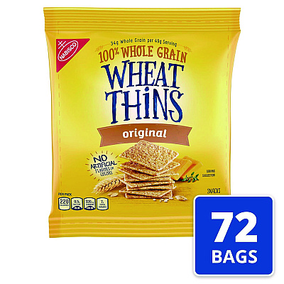 Nabisco Wheat Thins Crackers, Original, 1.75 oz Bag, 72/Carton (CDB00798)