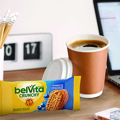 Nabisco belVita Breakfast Biscuits, 1.76 oz Pack, Blueberry, 8 Packs/Box, 8 Boxes/Carton (CDB02908)