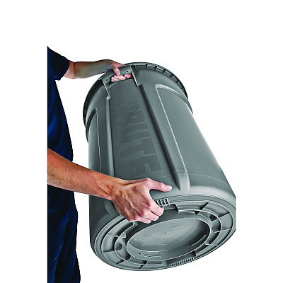 Rubbermaid Commercial Vented Round Brute Container, 10 gal, Plastic, Gray (RCP2610GRA)