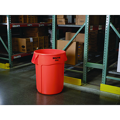 Rubbermaid Commercial Brute Round Container, 32 gal, Resin, Orange (RCP2119308)