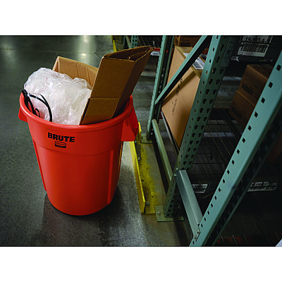 Rubbermaid Commercial Brute Round Container, 44 gal, Plastic, Orange (RCP2119307)