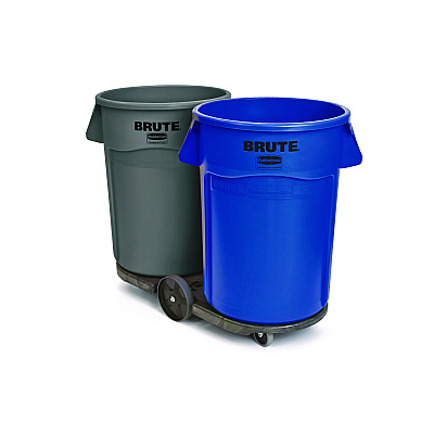 Rubbermaid Commercial BRUTE Tandem Dolly, Two-Container, 300 lb Capacity, 20.25w x 45d x 8h, Black (RCP264600BLA)