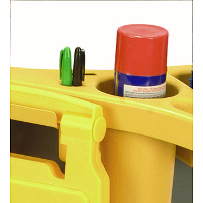 Rubbermaid Commercial BRUTE Standard Brute Rim Caddy, Four Compartments, Fits 32.5" Diameter Cans, 26.5 x 6.75, Yellow (RCP9W87YEL)