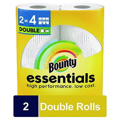 Bounty Essentials Select-A-Size Kitchen Roll Paper Towels, 2-Ply, White, 108 Sheets/Roll, 2/Pack, 8 Packs/Carton (PGC14019)