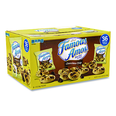 Famous Amos Cookies, Chocolate Chip, 2 oz Bag, 36/Carton (GRR22000424)