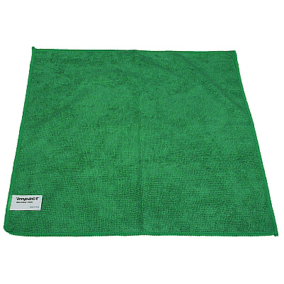 Impact Premium Weight Microfiber Dry Cloths, 16 x 16, Green, 12/Pack (IMPLFK300)