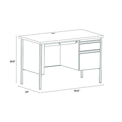 Alera Single Pedestal Steel Desk, 45" x 24" x 29.5", Mahogany/Charcoal, Charcoal Legs (ALEHSD4524CM)