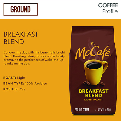 McCafe Ground Coffee, Breakfast Blend, 12 oz Bag (GMT5533EA)