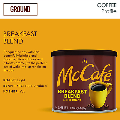 McCafe Ground Coffee, Breakfast Blend, 30 oz Can (GMT7152EA)