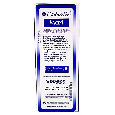 Impact Naturelle Maxi Pads, #8 Ultra Thin, 250 Individually Wrapped/Carton (IMP25131073)