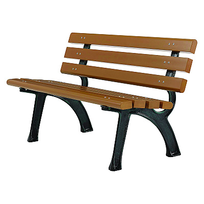 Global Industrial Recycled Plastic Benches with Back, 48 x 23 x 28, Tan (GBE240125TN)