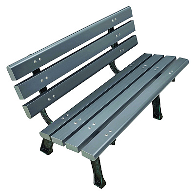 Global Industrial Recycled Plastic Benches with Back, 48 x 23 x 28, Gray (GBE240125GY)