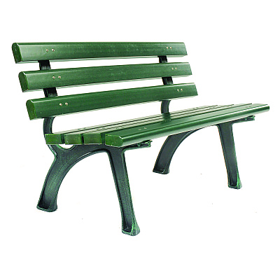 Global Industrial Recycled Plastic Benches with Back, 48 x 23 x 28, Green (GBE240125GN)