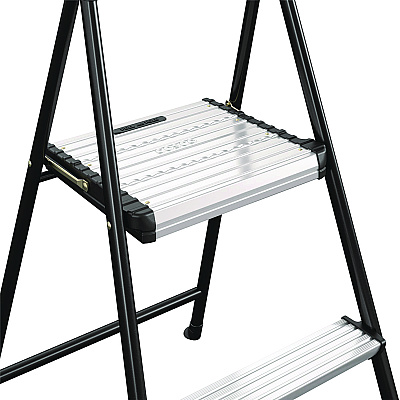 COSCO 2-Step Stepstool, 250 lb Capacity, 19" Working Height, 22.5" Spread, Black/Silver (11325ABK1E)