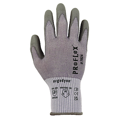 ergodyne ProFlex 7024 ANSI A2 PU Coated CR Gloves, Gray, X-Small, Pair (EGO10401)