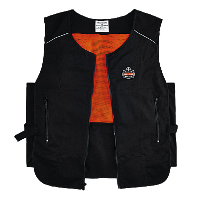ergodyne Chill-Its 6255 Lightweight Phase Change Cooling Vest, Cotton/Polyester, 2X-Large/3X-Large, Black (EGO12124)
